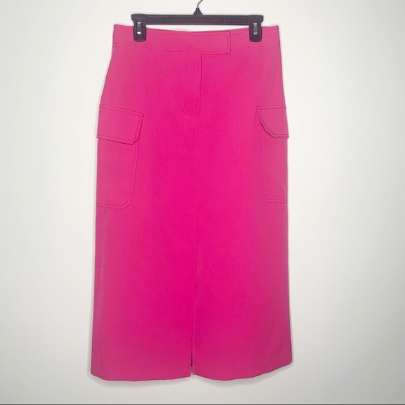 Topshop NWT Pink Front Slit Utility Pencil Skirt 8 - Picture 2 of 8